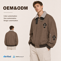 Blouson universitaire personnalisé pour homme en mélange de polyester, OEM ODM, faible MOQ, style streetwear Y2K, avec patch croix gothique, col à boucle en toile