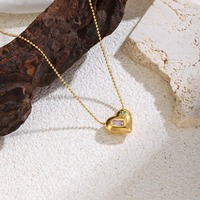 Collier tendance en acier inoxydable avec pendentif cœur 3D chic et chaîne à perles rondes, accessoires de mode, vente en gros TGXL14681