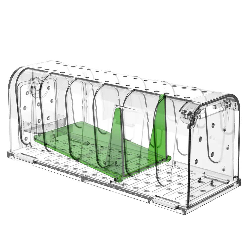 Factory transparent reusable live catch no kill smart tunnel trap rat rodent mice traps cage authenzo plastic humane mouse trap