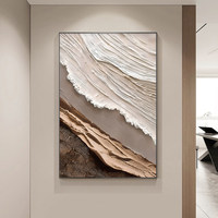 Peinture à l'huile abstraite 3D personnalisée peinte à la main, texture blanche, style Wabi-Sabi, cadre métallique, œuvre d'art moderne pour salon et maison