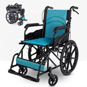 Silla de ruedas plegable de acero al carbono, silla de ruedas manual de viaje para pacientes de <span class=keywords><strong>hospital</strong></span> y ancianos con reposapiés, 20 ruedas - Product Image 1