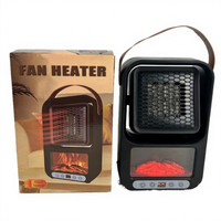 Ventilateur Chauffant Personnelle Effet Cheminée - Chauffage PTC en Plastique Portable pour Bureau avec Protection Contre la Surchauffe, Couverture 10m²
