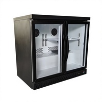 Réfrigérateur commercial à double porte pour boissons avec vitrine en verre trempé, refroidissement par air, refroidissement direct, étagères réglables pour usage en bar