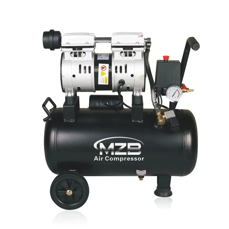 Mzb उच्च गुणवत्ता वाली मिनी तेल रहित एयर कंप्रेसर 220v 110v मूक 24 लीटर 0.75hp 8bar चिकित्सा शोर रहित एयर कंप्रेसर मूल्य