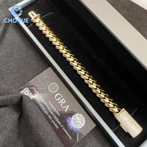 VVS Moissanite Diamond 12MM Iced Out Cuban Link Chain Buss <b>Down</b> Hip Hop Jewelry Plain Cuban Link Bracelet 925 Sterling Silver - Product Image 2