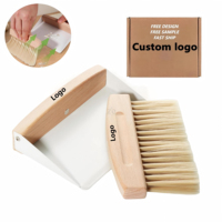 Ensemble balayette à main portable et pelle à poussière en métal, petite pelle et brosse avec manche en bois