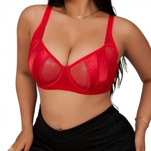 Sujetador Push-Up Rojo para Mujer, Copa Tres Cuartos, Sin Varillas, Tirantes Ajustables, Estilo Sexy con Espalda en Y, Spandex y Nailon Transpirable, para Todas las Temporadas - Product Image 1
