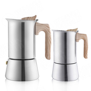 Caffettiera Moka in Acciaio Inox da 6 Tazze (300ml) per Induzione e Piano Cottura, con Valvola di Sicurezza, Personalizzabile con Logo, Stile <span class=keywords><strong>Italiano</strong></span> - Product Image 4