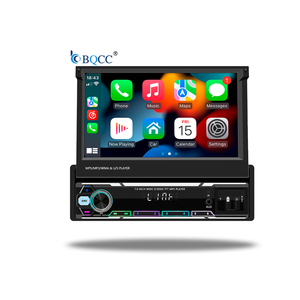 Bqcc 1din 7 "HD IPS có thể thu vào màn hình xe máy nghe nhạc đầy màu sắc ánh sáng Carplay GPS Wifi Wifi BT mirrorlink RDS USB sạc nhanh 9607W - Product Image 1