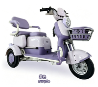 Tricycle électrique 48V/60V à batterie au plomb, 600W, frein à tambour, siège en mousse, panier avant, pneus petits, cadre en acier carbone, 3 vitesses, pour la ville