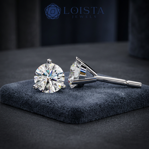 Lab Grown Diamond Round Brilient Cut For Engagement <b>Gold</b> <b>Earring</b> With IGI certified Women's Luxury Jewelry - Product Image 3
