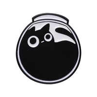Dessin animé pour chat bouteille chaton noir Style punk métal revers insigne série sombre Animal émail broche pour vêtements sac à dos bijoux