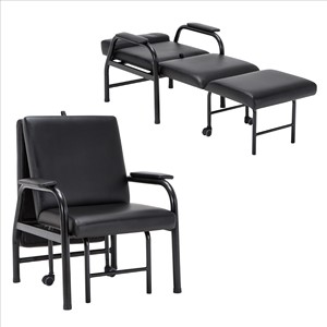 Silla de Oficina Jiarunde, Reclinable, Plegable, Tipo Sofá Cama, Cuero PU Negro, 182 cm Desplegada, con Reposabrazos, para Oficina o Sala de Trabajo - Product Image 2