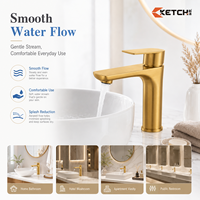 Robinet de lavabo en acier inoxydable à levier unique avec cartouche en céramique et aérateur économiseur d'eau, à montage sur plan