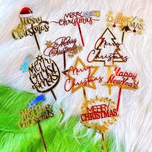 ท็อปเปอร์เค้กอะคริลิคคริสต์มาสลายน้ำผึ้งและรสหวาน ตกแต่งเค้กสองชั้นสำหรับงานเลี้ยงวันหยุด โต๊ะของหวาน - Product Image 2