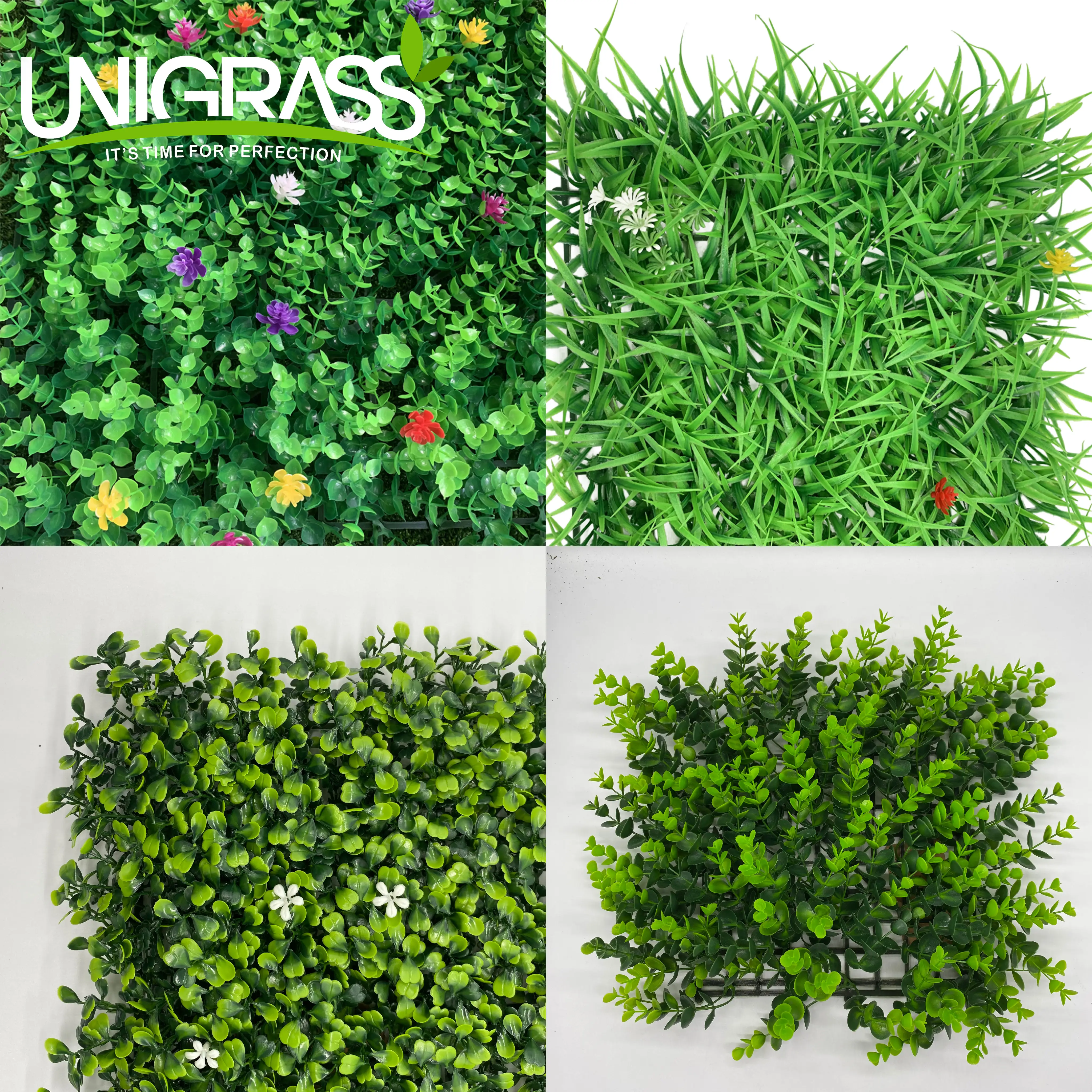 UNI 40*60cm Outdoor Decor 3D Greenery Vertical Wall Plant System Green Leaves Plastic Haeen Grass Wall