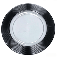 Assiettes de présentation rondes de luxe en acrylique transparent de 13 pouces, sous-assiettes décoratives en plastique pour Noël, mariages, banquets et décoration de table de fête