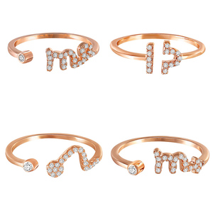 Di nuovo Modo Della Signora del Regalo di Fidanzamento In Oro Rosa 12 Costellazioni Aperto Del Polsino Dito Segno Zodiacale Anello Per Le Donne - Product Image 1