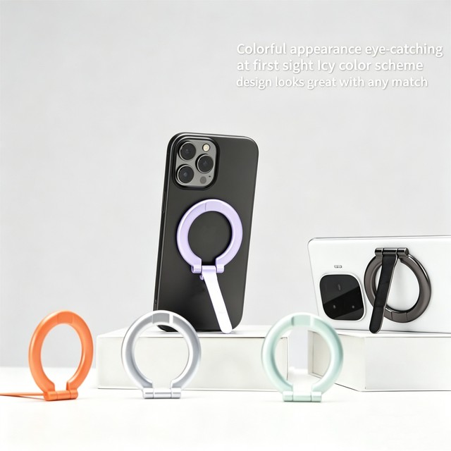 Desktop Accessories Hands-Free Portable Lightweight Magnetic Ultra-Thin Ring Phone Holder Desktop Lazy Stand Zinc Alloy Rotation