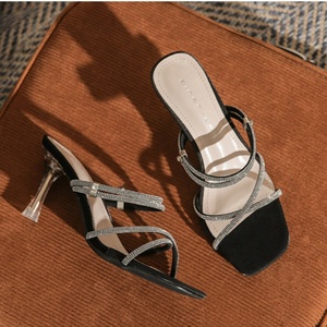 Chaussures à plateforme confortables à semelles souples pour femmes, couleur chair, style élégant, talons hauts, bouts pointus, été/hiver, cristal - Product Image 4