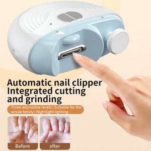 Coupe-ongles électrique automatique avec lumière LED, rechargeable, lime à ongles, lame arrondie pour bébé et famille - Product Image 1