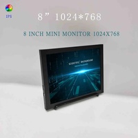 BUBPPOO Monitor Mini 8 Inci Resolusi 1024X768 IPS LCD dengan Input Video untuk Kamera PC DVD DVR CCD