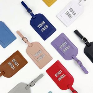 Etiqueta de equipaje de viaje de cuero PU engrosado con logotipo personalizable y papel de firma, venta al por mayor transfronteriza - Product Image 1