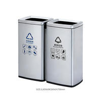 Poubelle rectangulaire commerciale en acier inoxydable de 30 L avec couvercle ouvrant, pour tri sélectif, idéale pour hôtels et cuisines intérieures