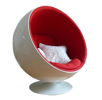 Fauteuil Pod Ovale Moderne Classique Convertible Pivotant en Fibre de Verre avec Coussin en Tissu Tufté et Accoudoirs pour Chambre, Appartement, Bureau à Domicile, Salon