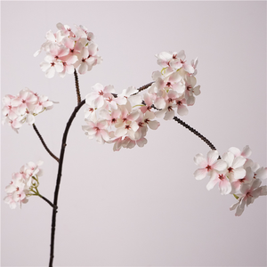 Nuovo arrivo di alta qualità 6 teste artificiali fiori di ciliegio rami di seta rosa rosa <span class=keywords><strong>fiore</strong></span> di primavera per la decorazione del giardino di nozze - Product Image 3