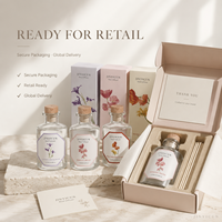 Diffuseur de parfum en verre de 180 ml avec bâtonnets en rotin naturel, étiquette privée OEM, coffret cadeau de parfum d'intérieur personnalisé pour la vente en gros