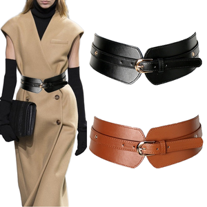Ceinture large tendance pour femme, style vintage, élastique, en cuir PU, avec boucle en alliage, accessoires - Product Image 1