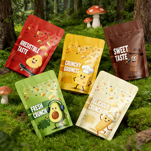 Bolsa de Embalaje de Alimentos con Cierre Zip, Tipo Doypack, Personalizada con Logotipo, de Grado Alimenticio, para Galletas, Frutos Secos, Gomitas y Dulces - Product Image 1