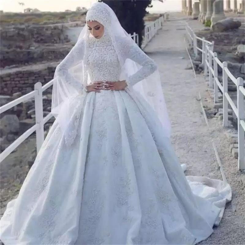 Elegant Muslim Wedding Dresses with Hijab 2025 New Design