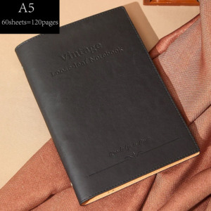 Vintage zacht PU lederen A5 aanpasbare bedrukte dagboek creatief handgemaakt losbladig notitieboek verwisselbare pagina's reisdagboek - Product Image 4