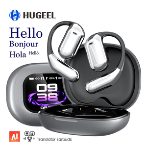 Earbud Terjemahan Baru 2026 AI Real-Time TWS Open-Ear Suara HD Layar LED Pintar Dua Arah untuk Telepon Bisnis - Product Image 1