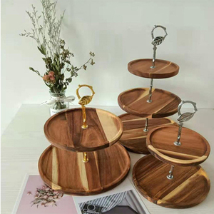 Stand Logam Kayu 3 Tingkat 2 Tingkat Tertekan Pedesaan Stan Kue Pernikahan Natal Ulang Tahun Tampilan Meja Kue - Product Image 6