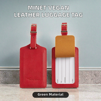 Sac de voyage en cuir végétalien écologique de luxe avec logo personnalisé Minet, porte-étiquette de bagage en PU personnalisé, porte-carte d'identification portable