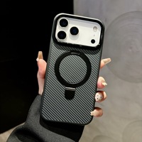 Nouvelle coque pour iPhone 17 Pro Max avec support magnétique rotatif en fibre de carbone, compatible Apple MagSafe