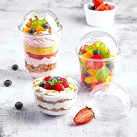 Internet Celebrity Bobo Cup Met Deksel Transparant Wegwerp Plastic Beker Voor Room Cake U-Vormige Fruitcontainer