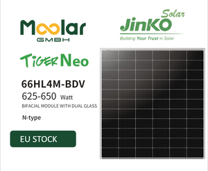 Jinko JKM635N-66HL4M-BDV 635W TOPCon N-type Bifacial Double Glass <b>Solar</b> <b>Panel</b>, Europe Stock, 1400mm Cable, JK03M2 Connector - Product Image 1