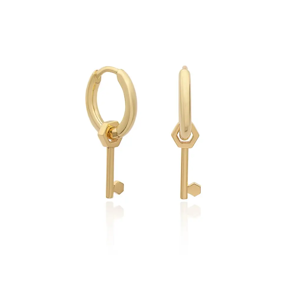 Inspire Jewelry Stainless Steel Mini Key Huggie Hoop Earrings 18k gold plating earrings for women and girls jewelry wholesale