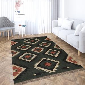 Tapis de jute en laine Kilim tissé à la main de qualité supérieure tapis décoratif géométrique moderne élégant pour bureau à domicile salon chambre sol - Product Image 1