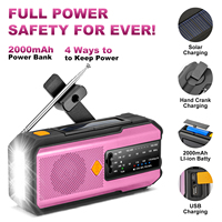Lámpara LED Portátil Súper Brillante para Camping, 2000mAh, Recargable con Manivela Solar, Radio de Emergencia AM/FM, Banco de Energía de Plástico