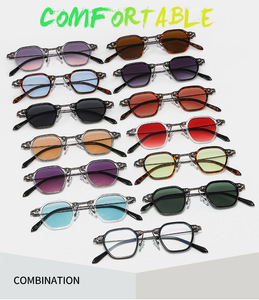 Occhiali da Sole Hip Pop Personalizzati 2024, Nuovi Modelli Quadrati Punk alla Moda con Montature in Metallo e Plastica Gialle, Viola e <span class=keywords><strong>Blu</strong></span> per Uomo e Donna - Product Image 6