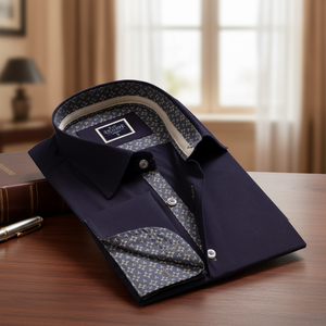 Plain100 % algodón popelina azul puño francés vestido camisa - Product Image 3