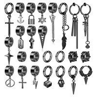 Pendientes Unisex de Moda Estilo Punk con Circonita y Baño de Oro Real sobre Acero Inoxidable Magnético, Novedad Transfronteriza