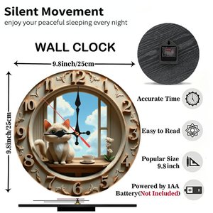 Round Wooden Wall <b>Clock</b> 25x25Cm Creative <b>Retro</b> Silent Non Ticking Living Room Decor - Product Image 2