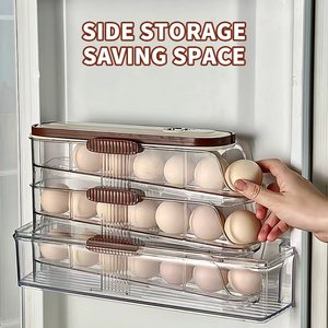 4-Tier tự động nhà bếp tổ chức nhựa trứng giá container lưu trữ Dispenser với hộp Con lăn cho tủ lạnh Tủ lạnh sử dụng thực phẩm - Product Image 3