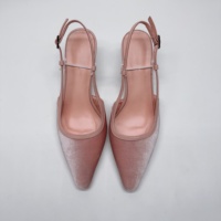Chaussures à talon chaton en velours rose à bout pointu, escarpins mode slingback pour femme, grandes tailles 34-46, chaussures à talon bas pour femme
